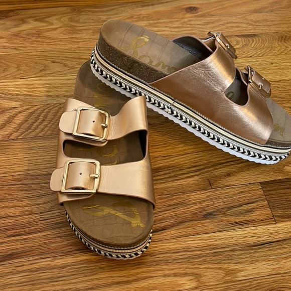 Sam Edelman Shoes - Sam Edelman 10 Leather Rose Gold Oakley Sandals